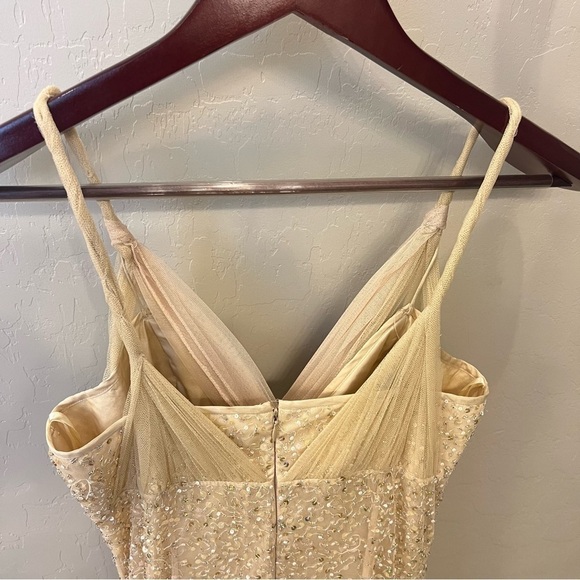 Teri Jon by Rickie Freeman heavily sequinned mermaid style gown, honey beige, 6 - Picture 10 of 16